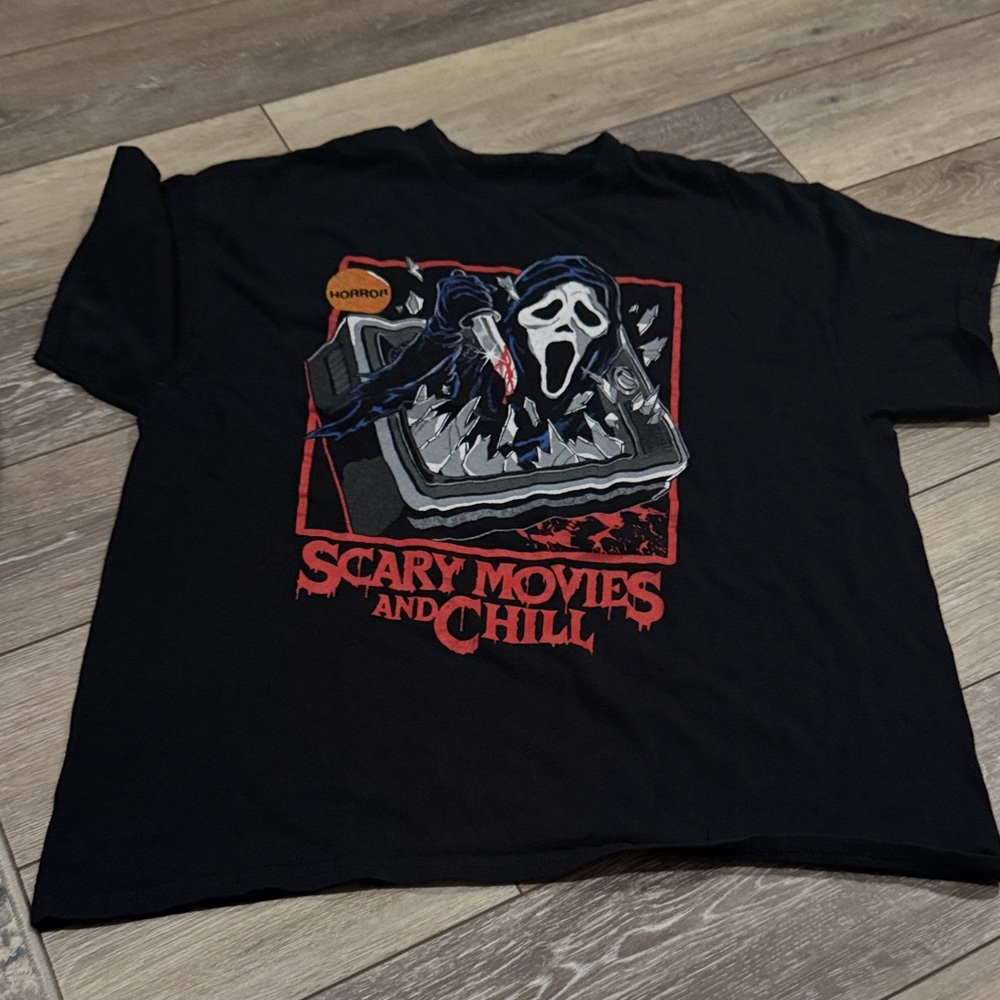 Spencer's Black Scary Movies and Chill Tee